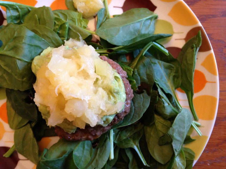 Chorizon burgers with avocado and pineapple