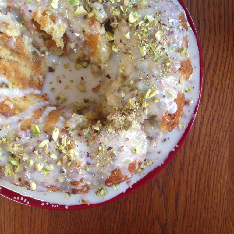 Rhubarb Pistachio Bundt Cake